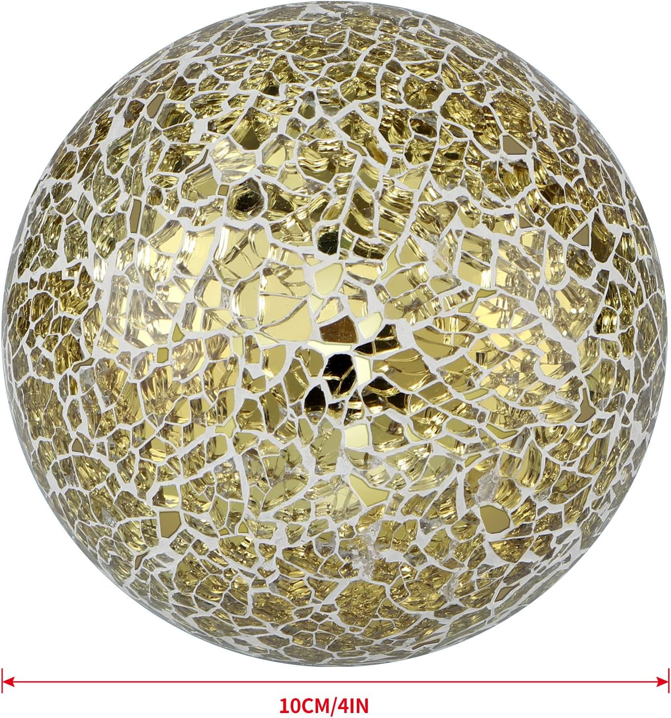 MDLUU 4" Decorative Orbs, Mosaic Sphere Balls, Centerpiece Balls for Bowls, Vases, Dining Table Decor, Pack of 3 (Gold)