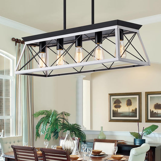 Rustic 5-Light Farmhouse Pendant Chandelier – Perfect for Dining Rooms and Kitchens