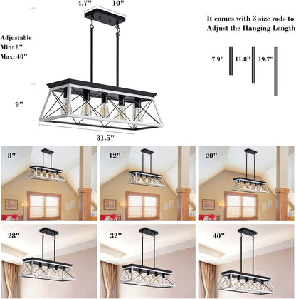 Rustic 5-Light Farmhouse Pendant Chandelier – Perfect for Dining Rooms and Kitchens