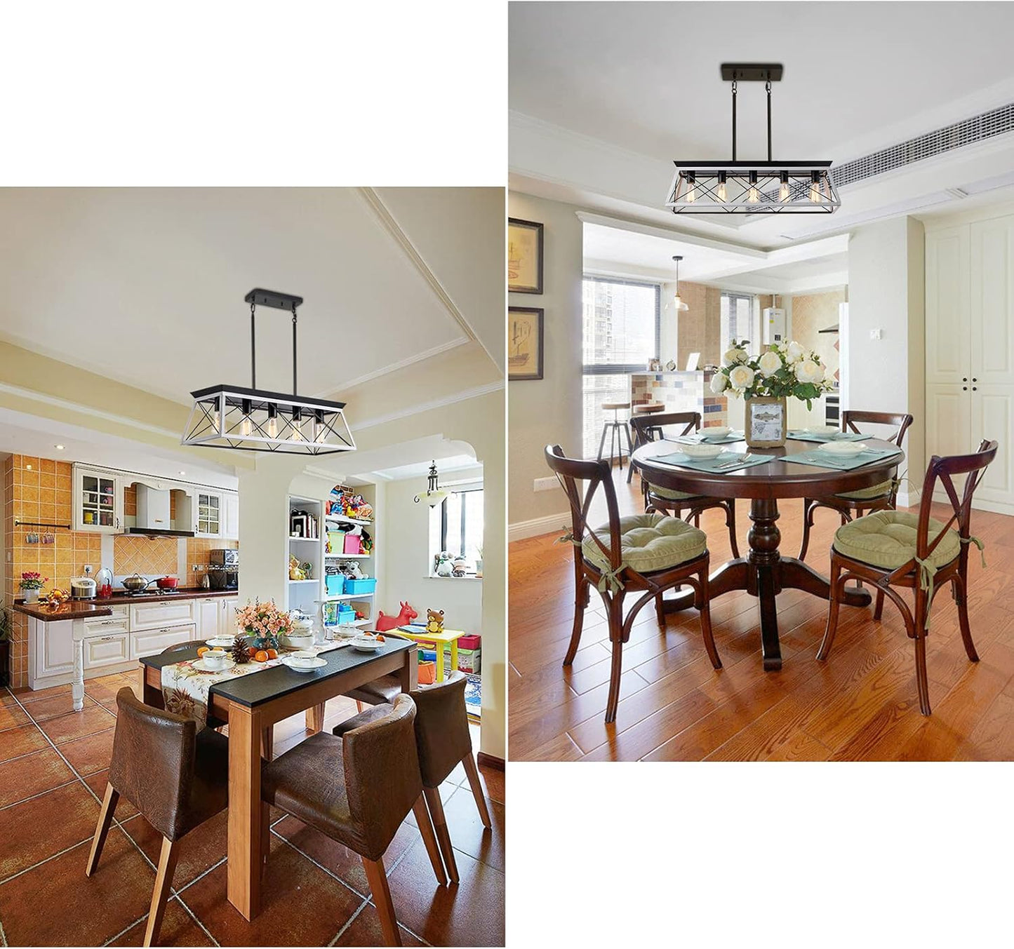 Rustic 5-Light Farmhouse Pendant Chandelier – Perfect for Dining Rooms and Kitchens